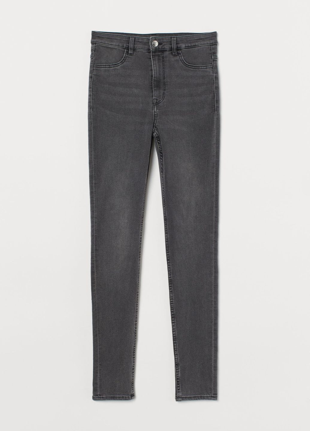 Супер узкие высокие джинсы Темно-серый Деним Демисезон H&M - (276534649)