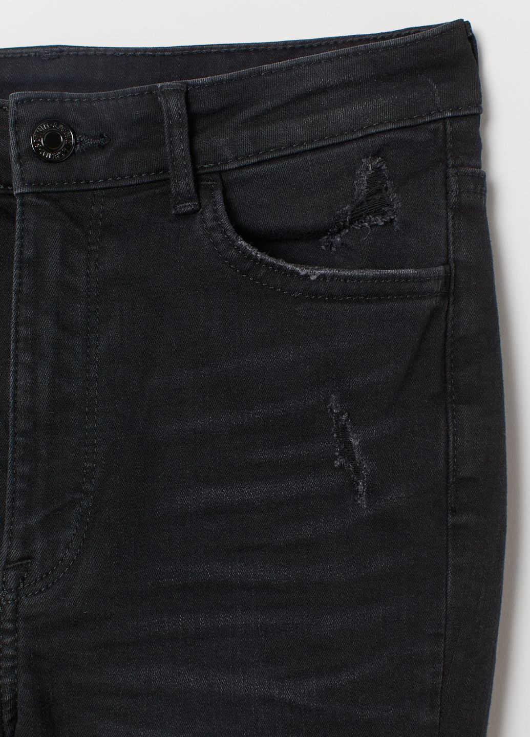 Суперскинни высокие джинсы до щиколотки Черный Деним Демисезон H&M - (276534678)