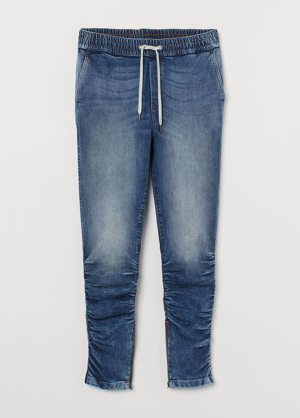 Синие демисезонные зауженные узкие джинсовые джоггеры синий деним демисезон H&M