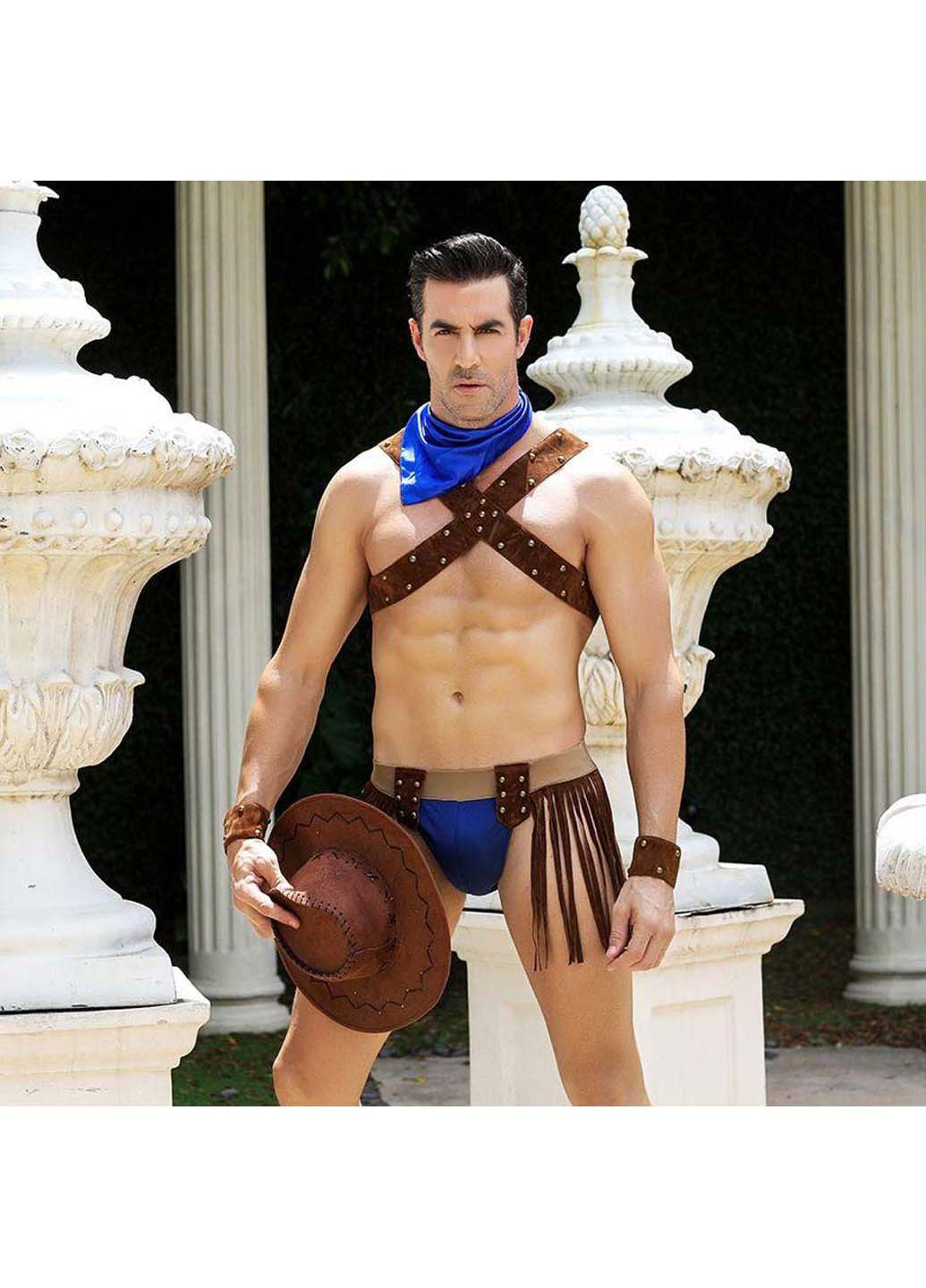 Коричневий демісезонний чоловічий еротичний костюм ковбоя влучний вебстер JSY