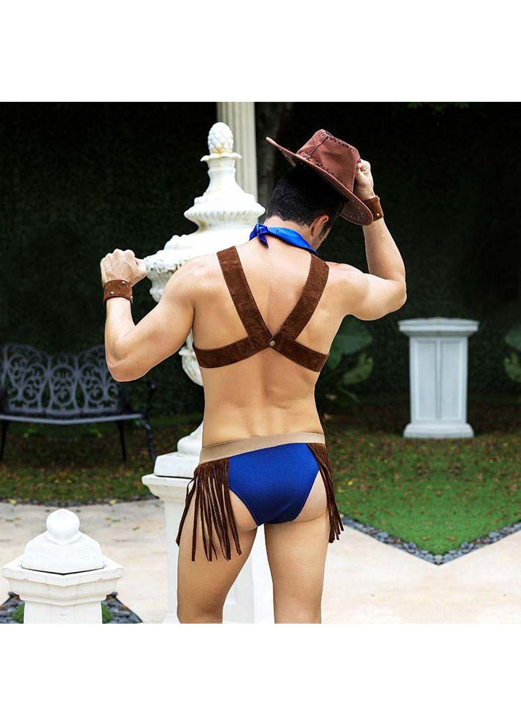 Коричневый демисезонный мужской эротический костюм ковбоя меткий вебстер JSY