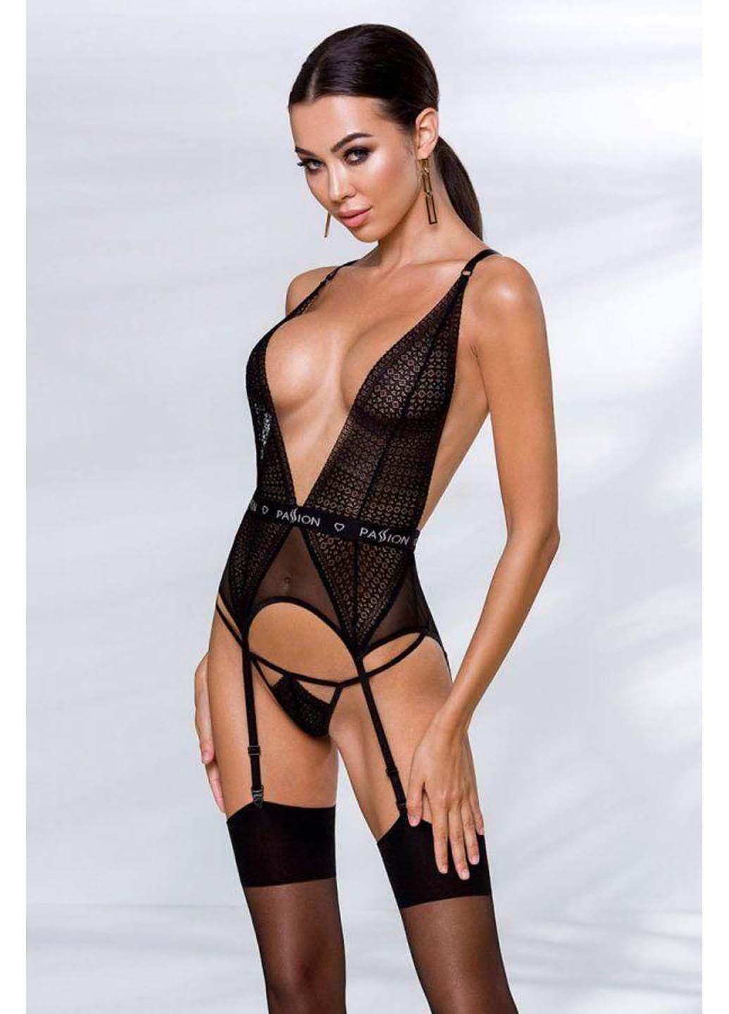 Чорний демісезонний жіночий комплект білизни mirajane corset Passion