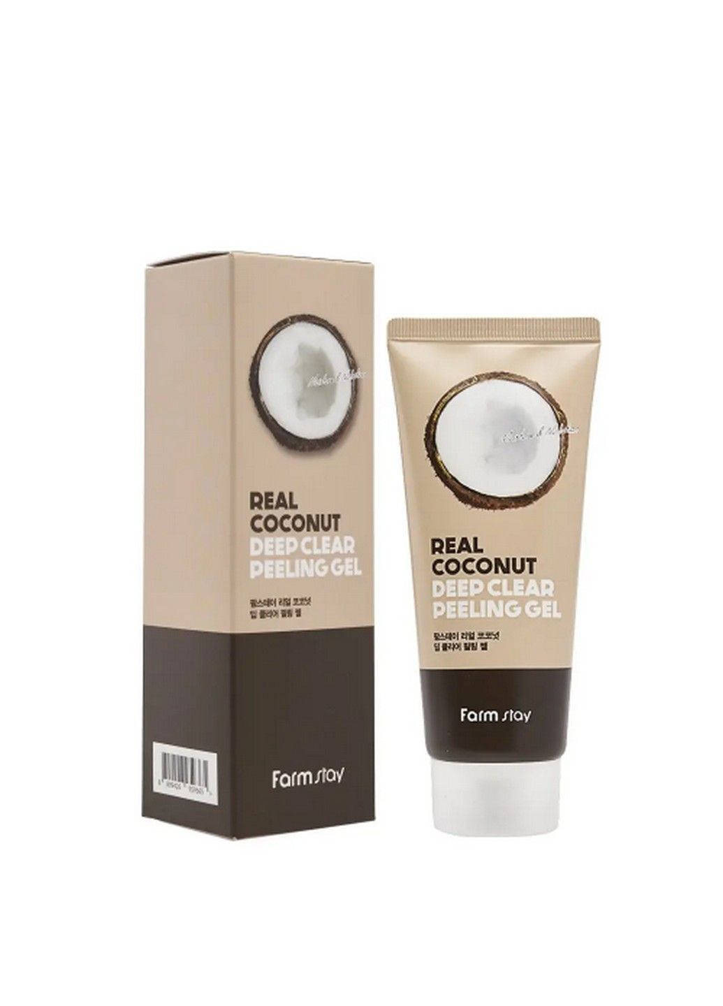Пілінг-гель для обличчя з екстрактом кокосу real coconut deep clear peeling gel, 100 мл Farm Stay (276778748)