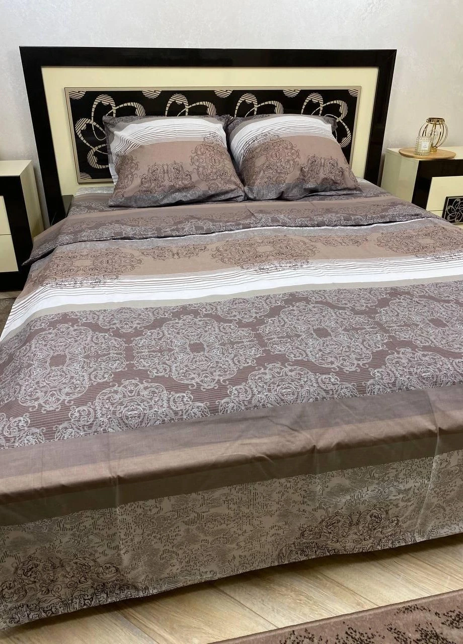 Постільна білизна бавовняна Візерунки Півтораспальна 150 x 220 Бязь Сіра 50 х 70 No Brand (276974470)