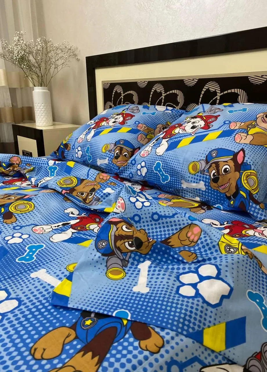 Постельное белье хлопковое Патруль Полуторное 150 x 220 Бязь Синий 70 х 70 No Brand (276974341)