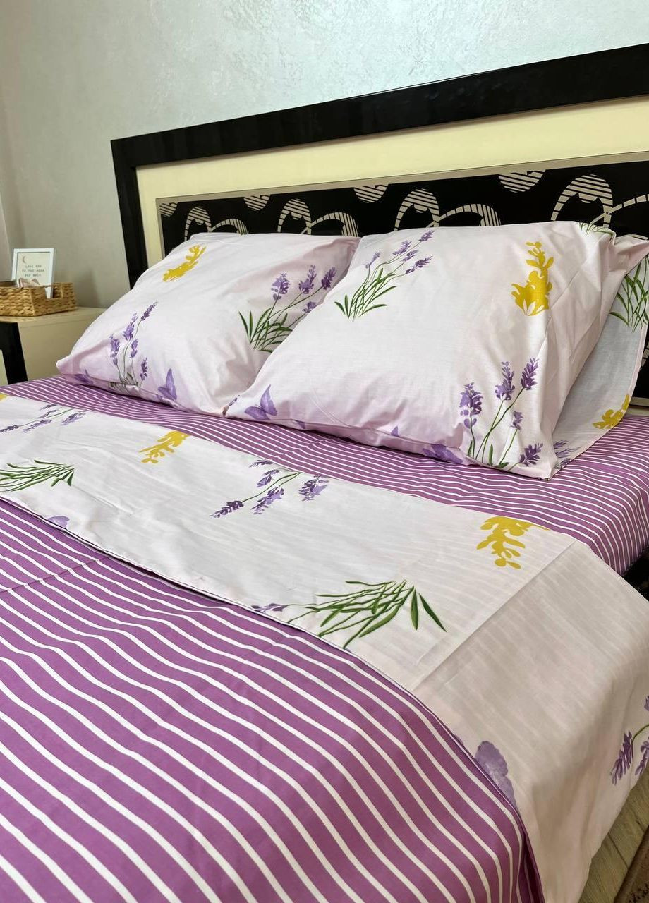 Постільна білизна бавовняна Квіти Євро Простирадло на гумці 180x200х20 Бязь Білий 70 х 70 No Brand (276974357)