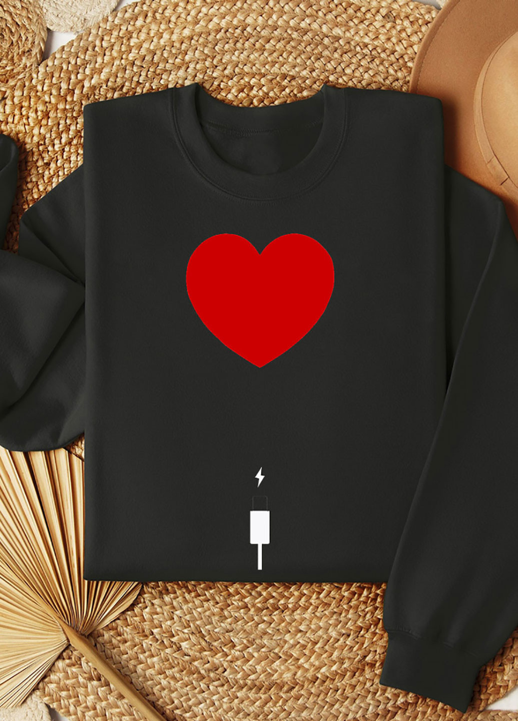 Світшот чоловічий чорний Heart Charger Love&Live - крій малюнок чорний - (276712736)