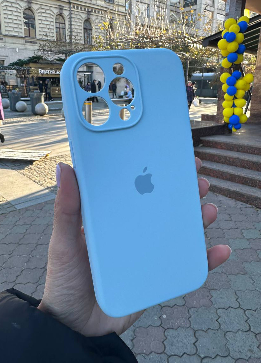 Чохол Silicone Case з квадратними бортами для iPhone 14 Pro Max Sky Blue No Brand (276973164)