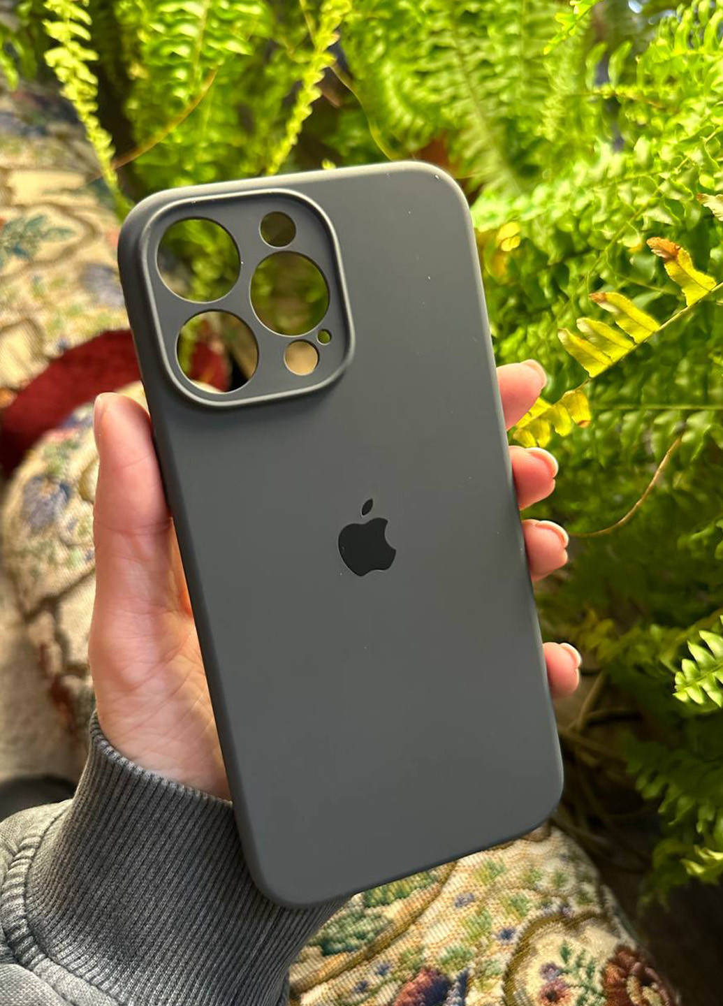 Чохол Silicone Case з квадратними бортами для iPhone 12 Pro Max Charcoal Gray No Brand (276973163)