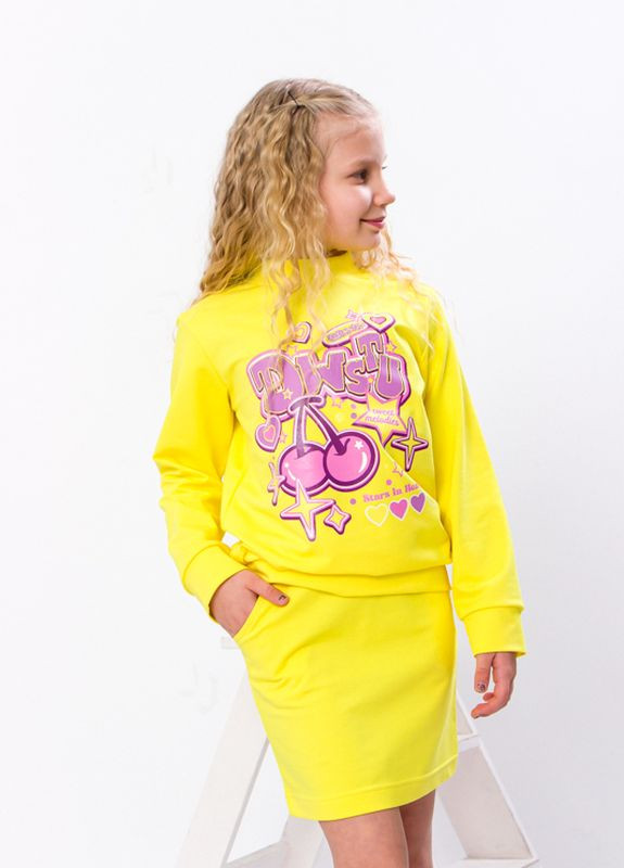 Желтый демисезонный комплект для девочки (джемпер+юбка) Носи своє