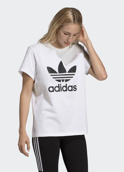 Белая летняя футболка с коротким рукавом adidas Н06644