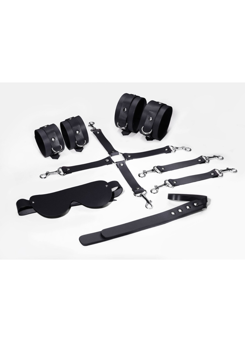 Набор для БДСМ 5 в 1 BDSM Kit 5 Black, наручники, поножи, крестовина, маска, паддл Feral Feelings (276843975)