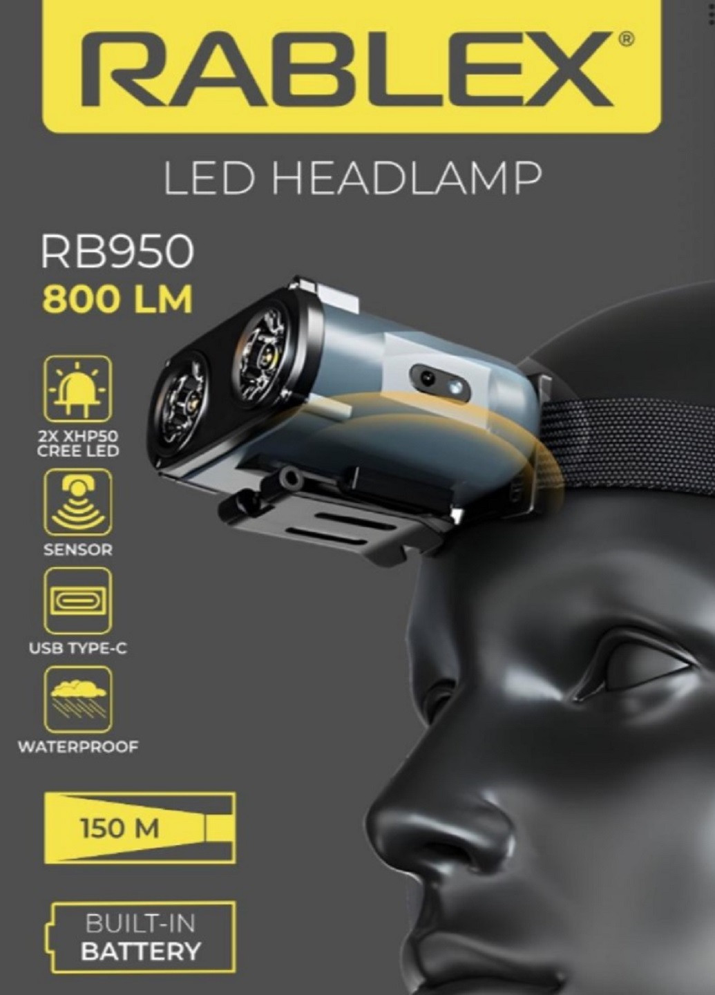 Налобний LED ліхтар світлодіодний акумуляторний портативний ліхтарик RB-950 VTech (276975548)