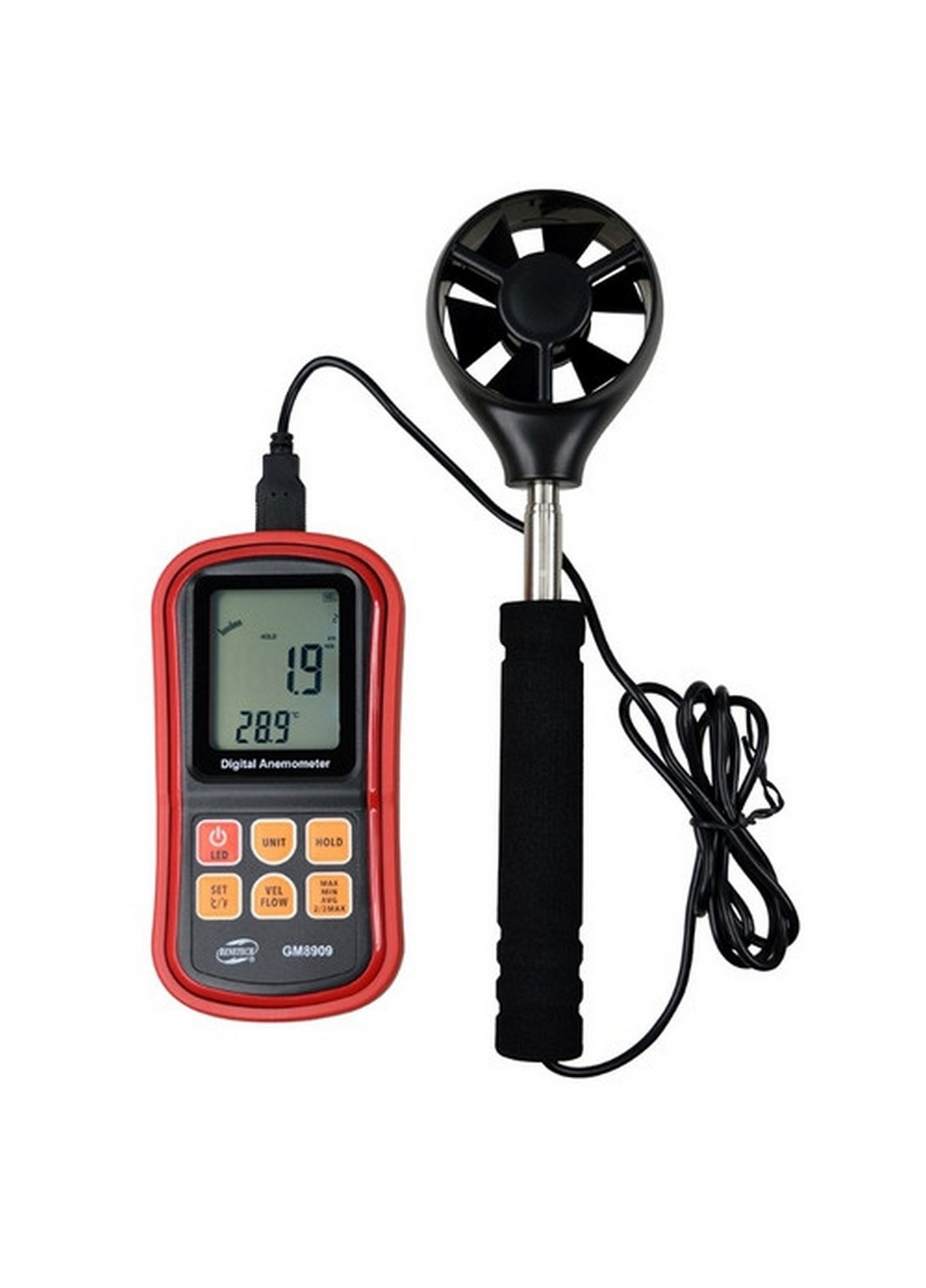 Анемометр (вимірювач потоку повітря) 0,3-45м/с, 0-45°C BENETECH (276984068)