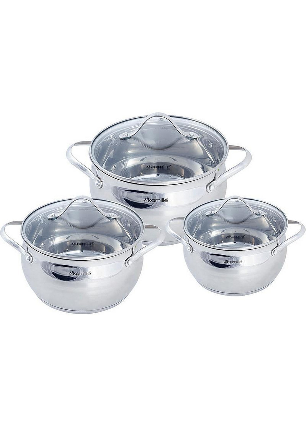 Набор 3 кастрюли со стеклянными крышками Kamille (276984852)