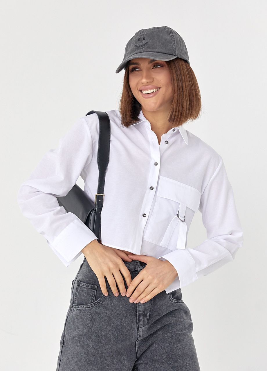 Укорочена жіноча сорочка з накладною кишенею Lurex (277151198)