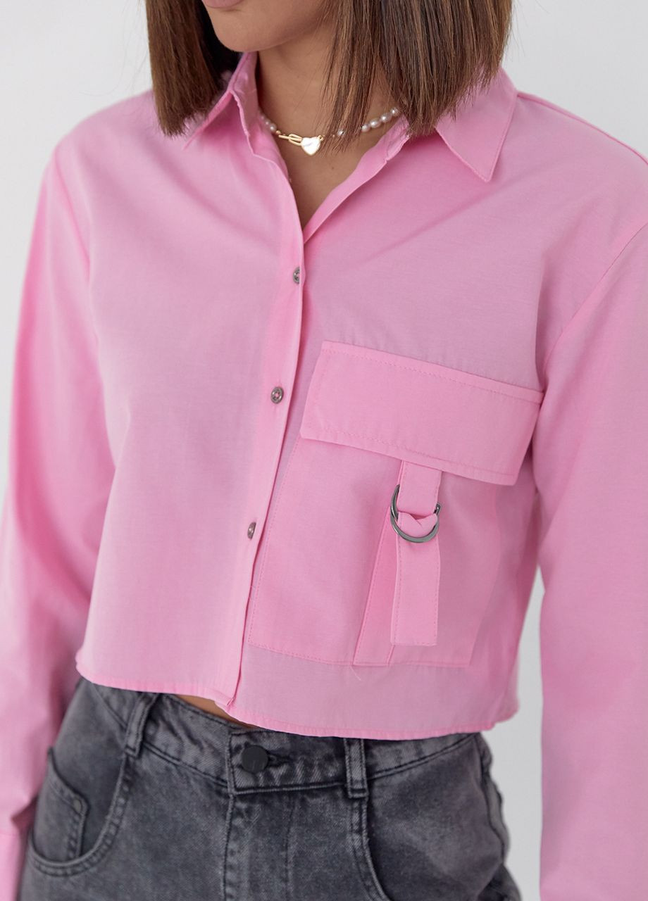 Укорочена жіноча сорочка з накладною кишенею Lurex (277151199)
