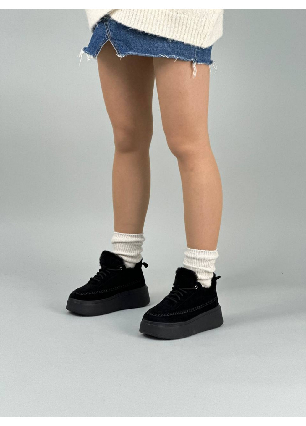 Чорні жіночі замшеві кеди 41 VZUTIK