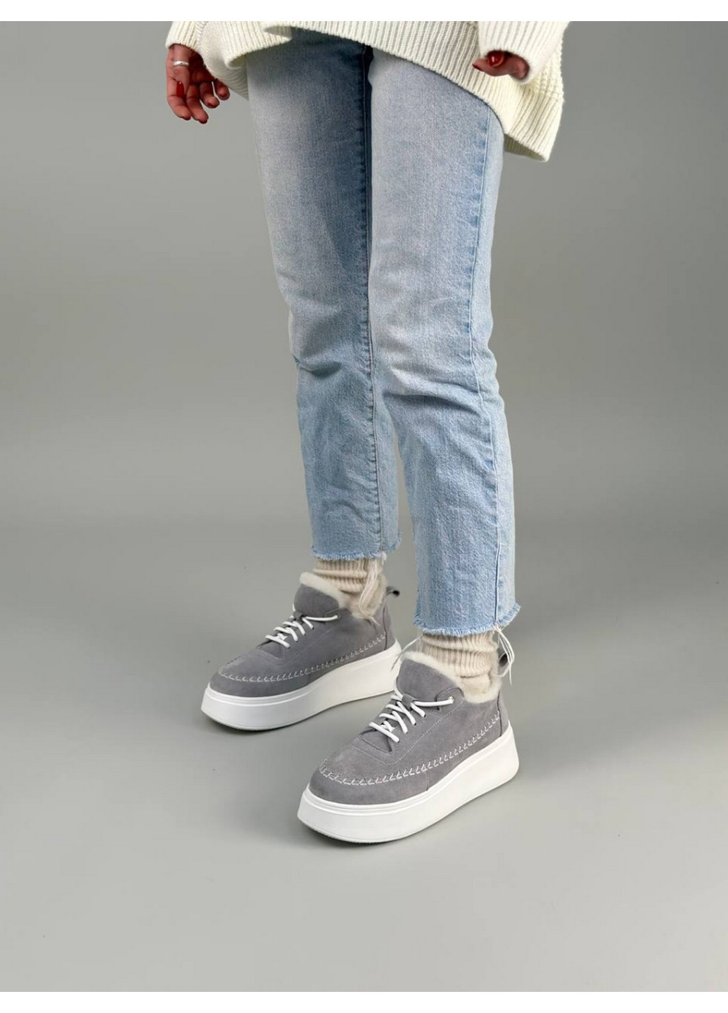 Сірі жіночі замшеві кеди 41 VZUTIK