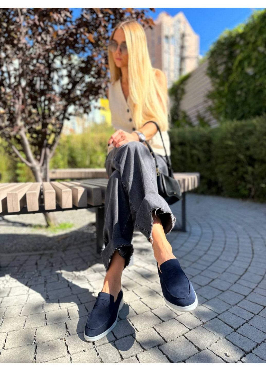 VZUTIK Жіночі замшеві лофери 37 темно-синій з натуральна замша, україна — демісезон (277152356)