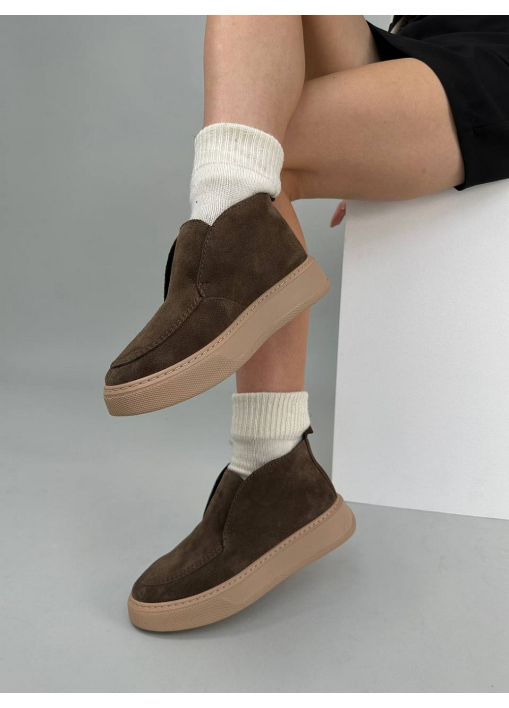 VZUTIK Жіночі замшеві лофери 36 коричневий з натуральна замша, україна — зима (277153171)