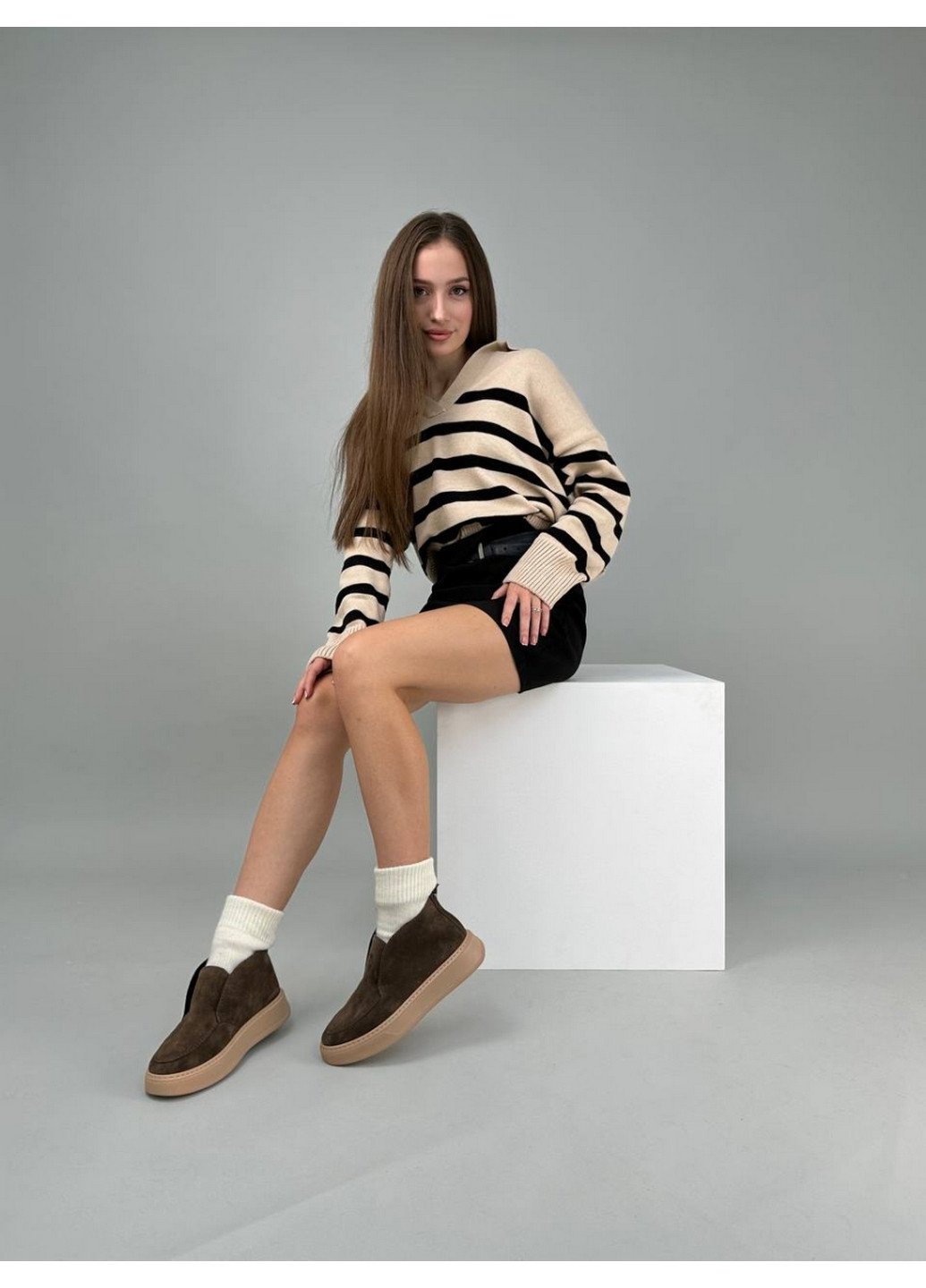 VZUTIK Жіночі замшеві лофери 36 коричневий з натуральна замша, україна — зима (277153171)