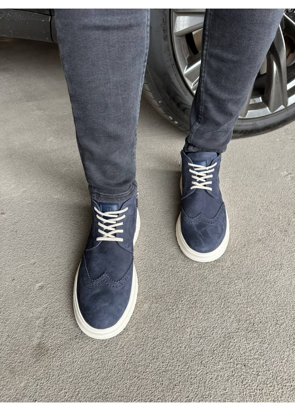 Синие осенние мужские ботинки из нубука 44 VZUTIK