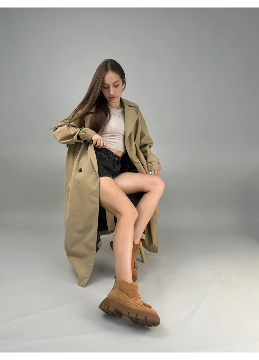 VZUTIK Женские замшевые лоферы 36 коричневый з натуральная замша, украина — демисезон (277154667)