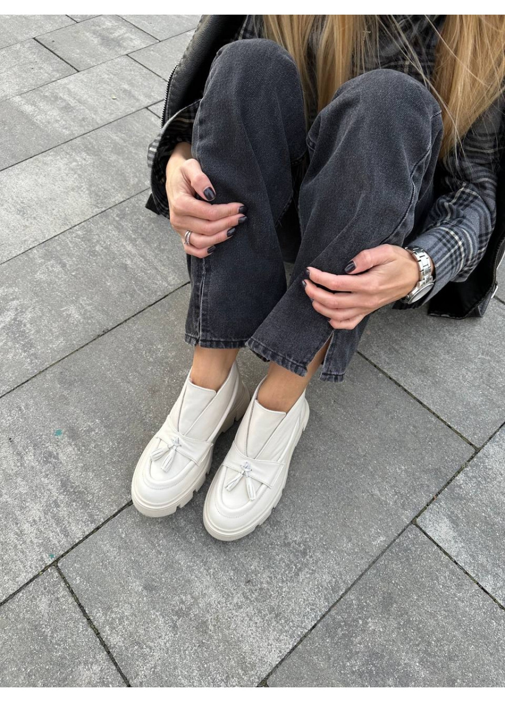 VZUTIK Женские кожаные лоферы 37 молочный з натуральная кожа, украина — зима (277154700)