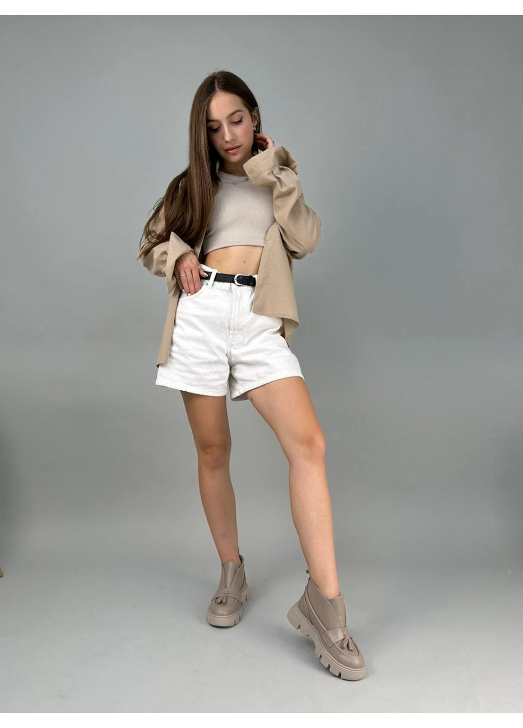 VZUTIK Женские кожаные лоферы 38 бежевый з натуральная кожа, украина — демисезон (277156101)