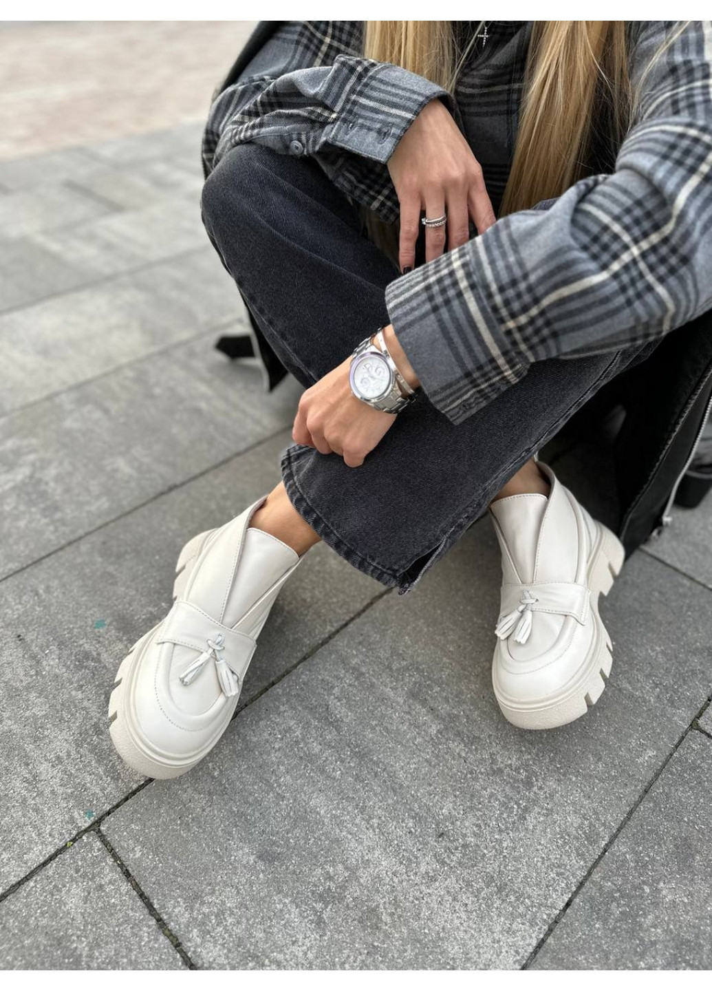 VZUTIK Женские кожаные лоферы 41 молочный з натуральная кожа, украина — демисезон (277154632)