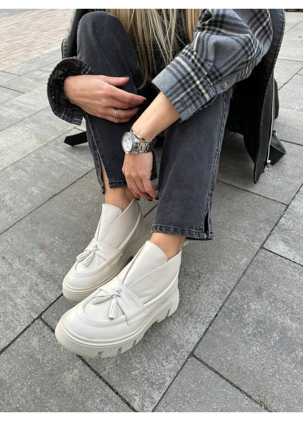 VZUTIK Женские кожаные лоферы 41 молочный з натуральная кожа, украина — демисезон (277154632)