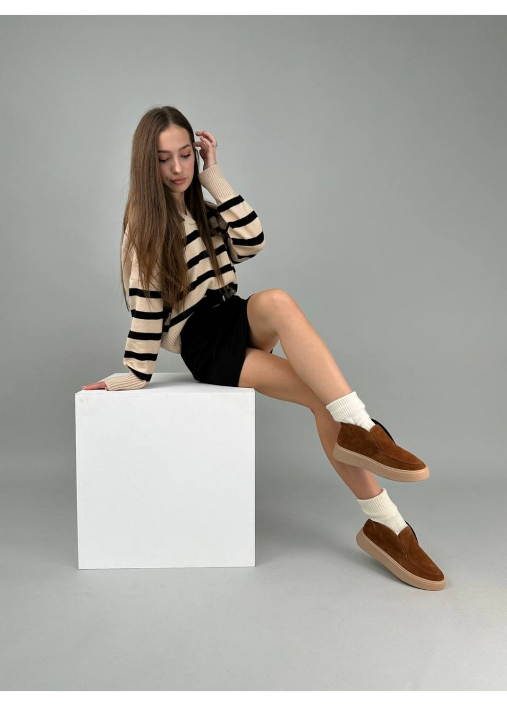 VZUTIK Женские замшевые лоферы 38 коричневый з натуральная замша, украина — демисезон (277154635)