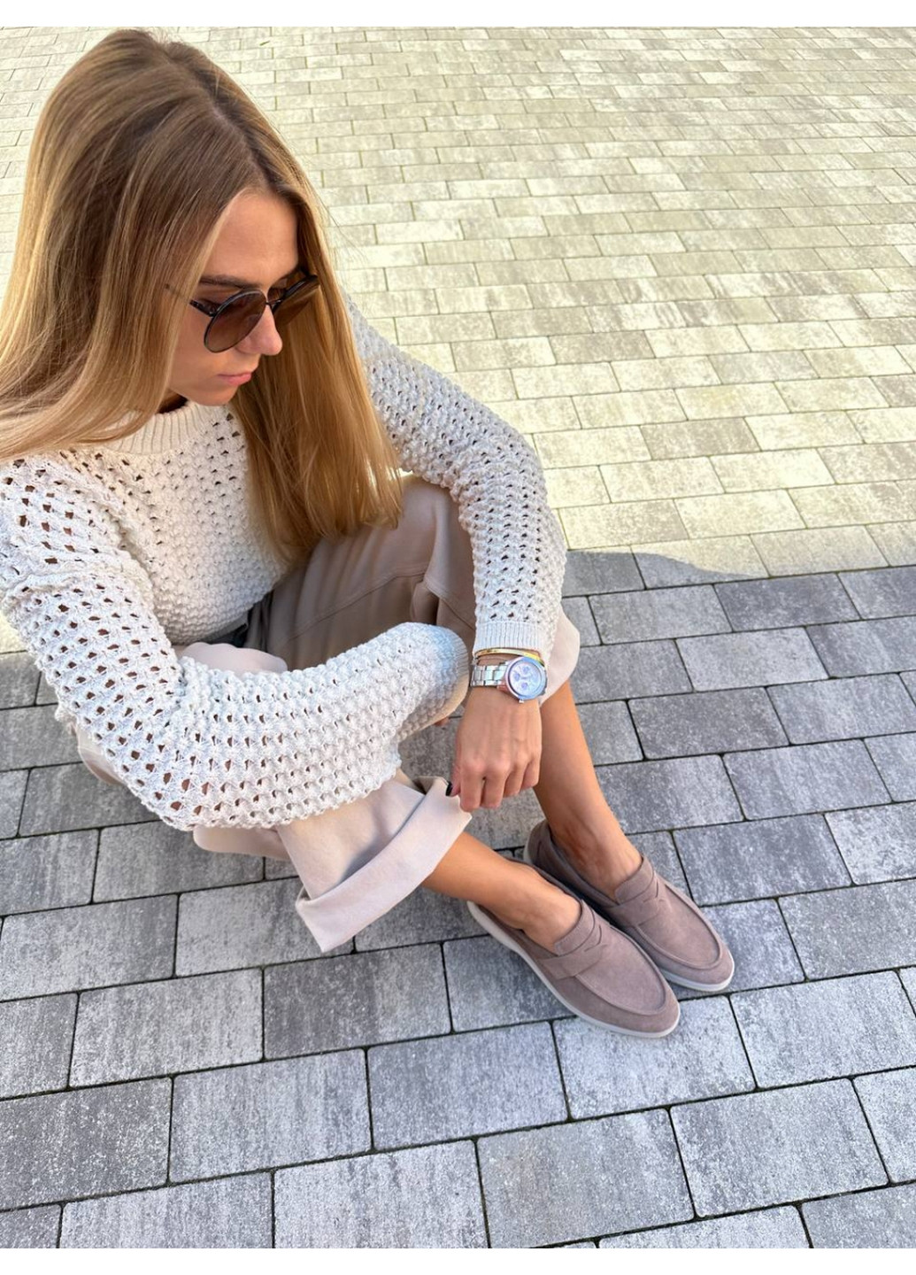 VZUTIK Женские замшевые лоферы 39 бежевый з натуральная замша, украина — демисезон (277156322)