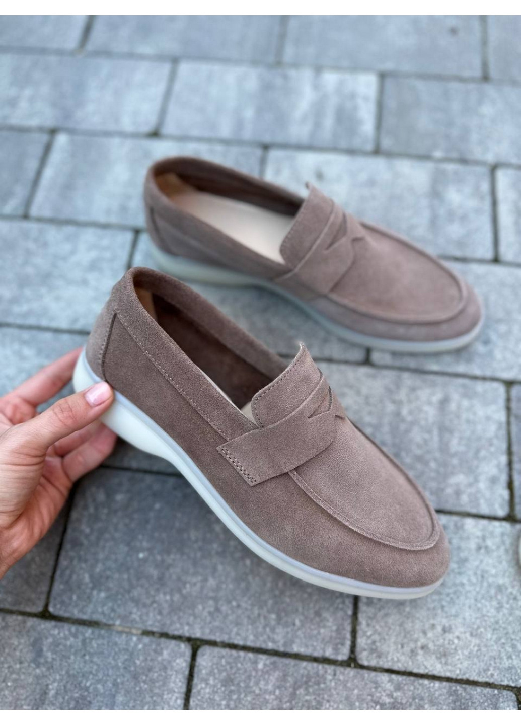 VZUTIK Женские замшевые лоферы 39 бежевый з натуральная замша, украина — демисезон (277156322)