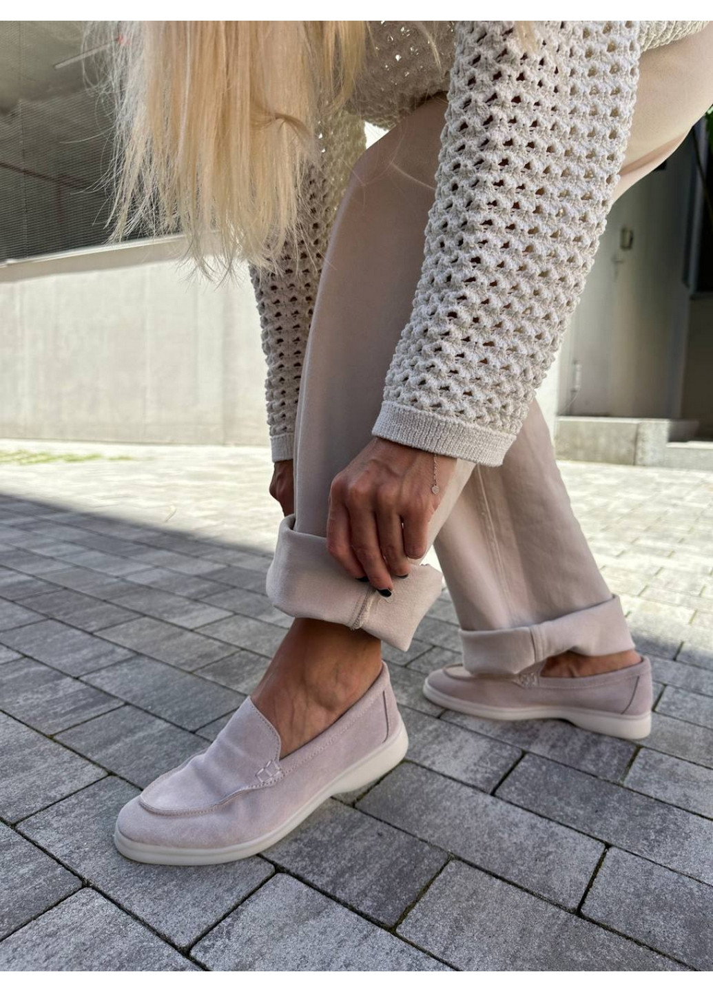 VZUTIK Жіночі замшеві лофери 37 бежевий з натуральна замша, україна — демісезон (277156673)