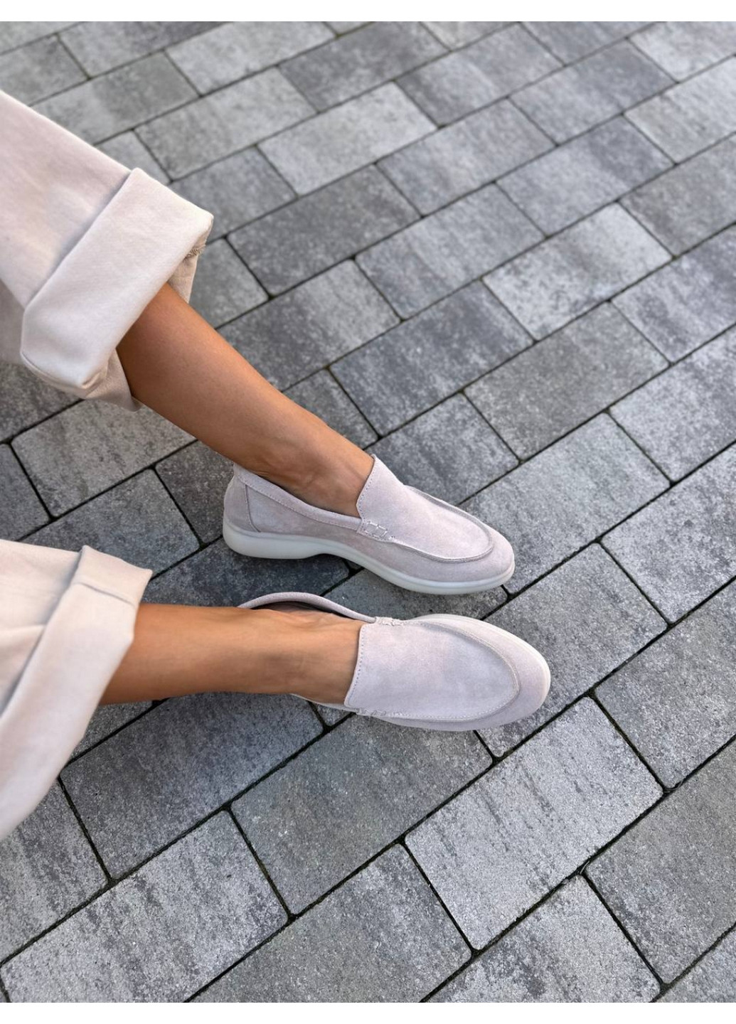 VZUTIK Жіночі замшеві лофери 36 бежевий з натуральна замша, україна — демісезон (277156775)