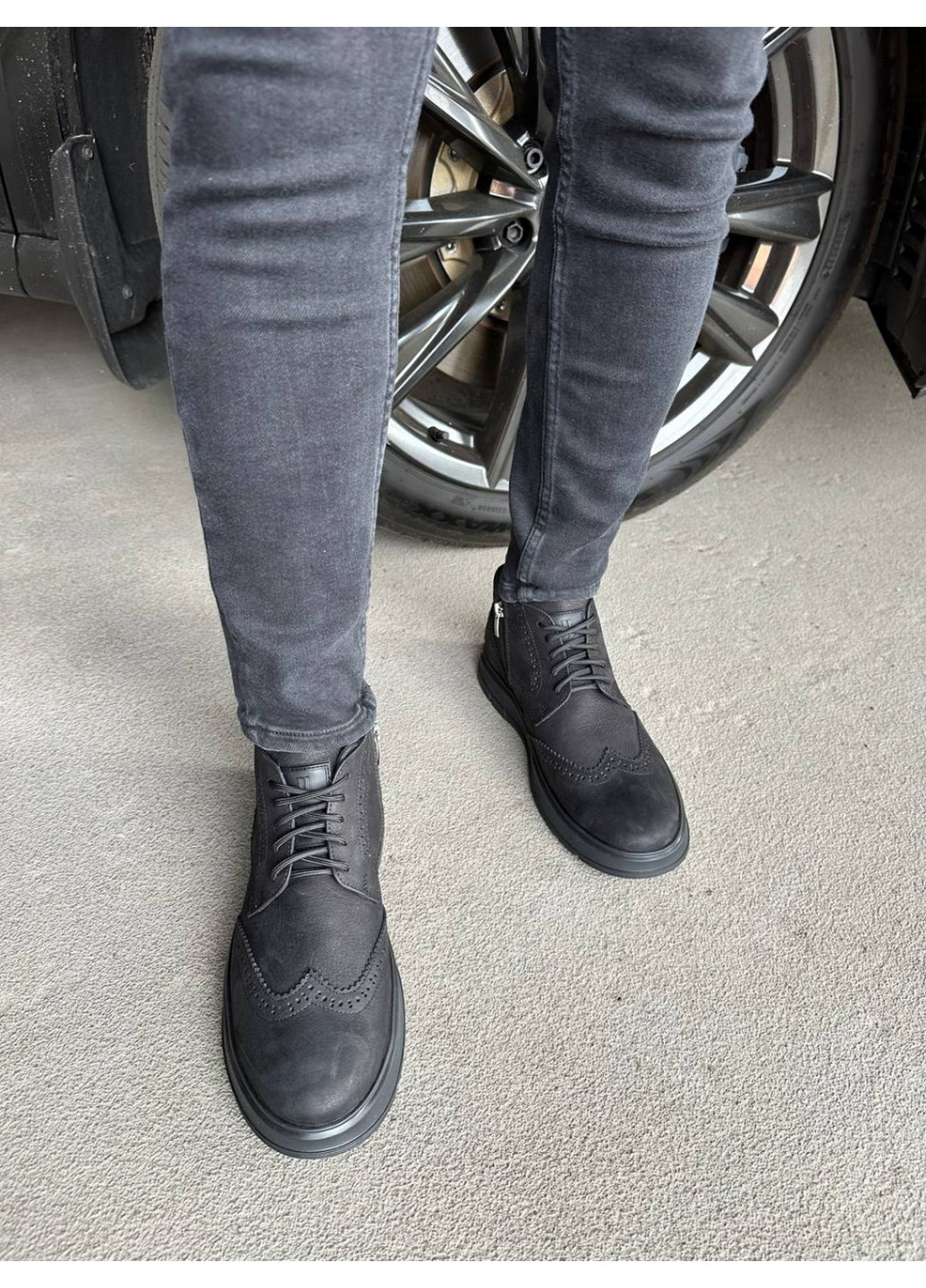 Черные осенние мужские ботинки из нубука 44 VZUTIK