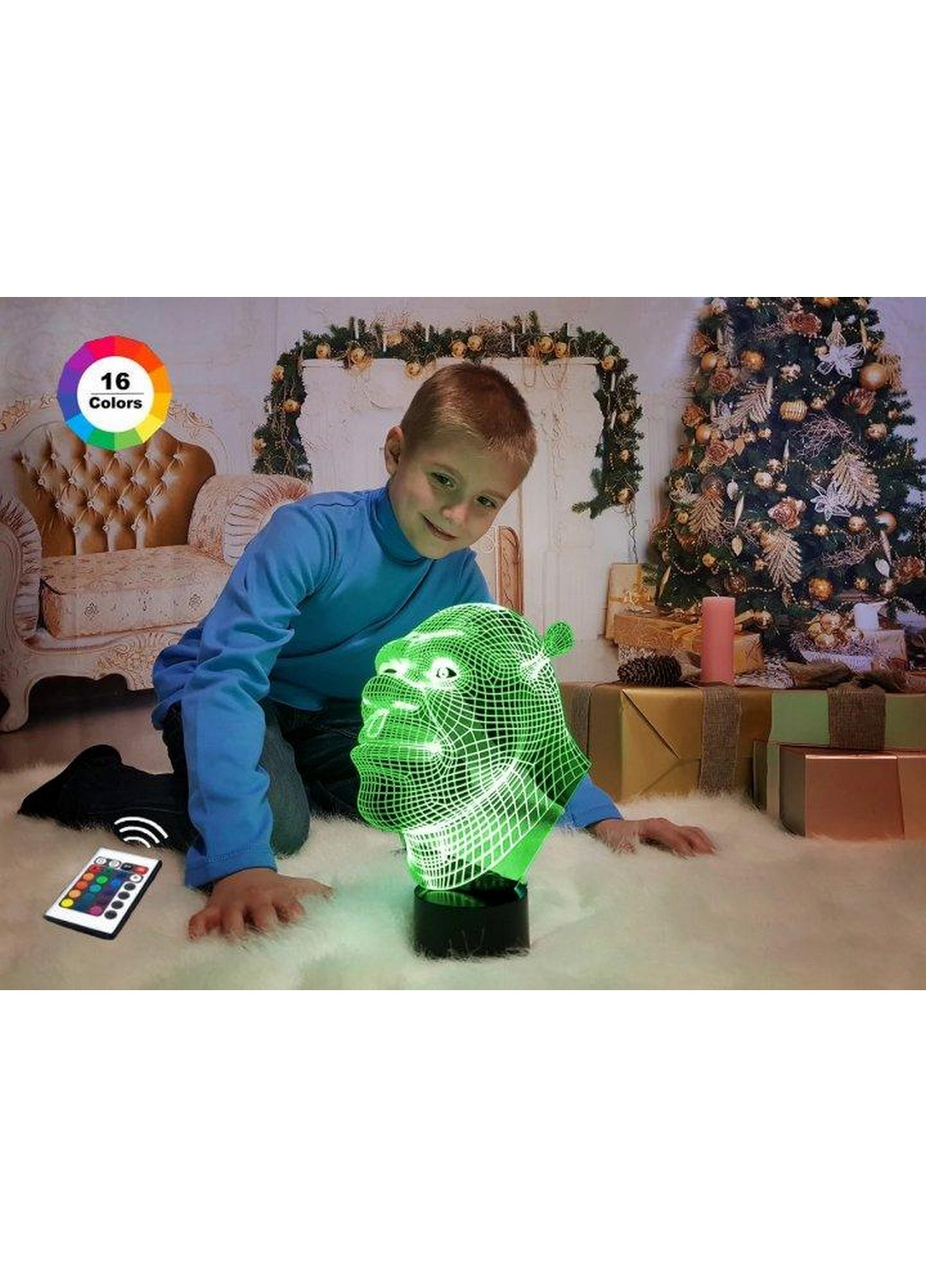 Нічник-світильник 3D "Шрек" 3DTOYSLAMP (276983130)