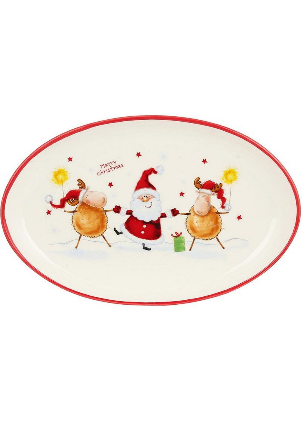 Тарелка овальная сервировочная "Санта с Оленями" BonaDi (276984838)