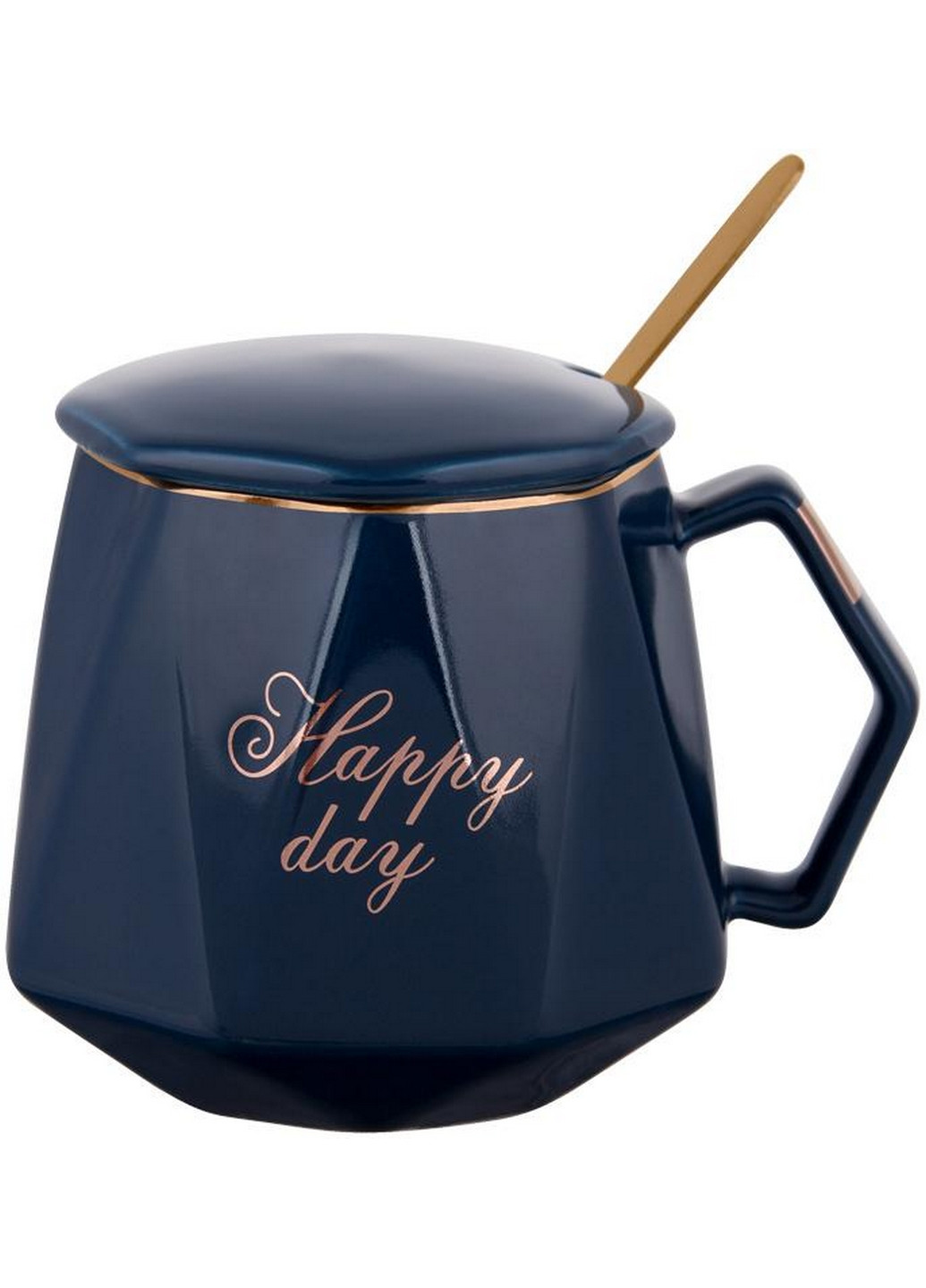 Кружка фарфоровая Coffee Prelude "Happy Day" с крышкой и ложкой Bona (276980778)