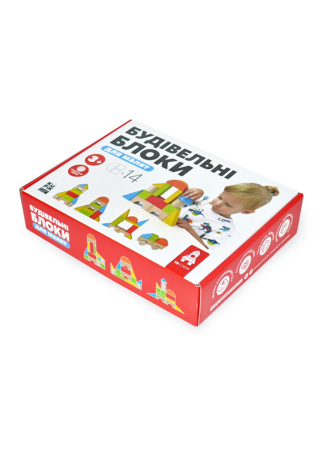Дерев'яний конструктор "Будівельні блоки", 14 деталей Igroteco (276985851)