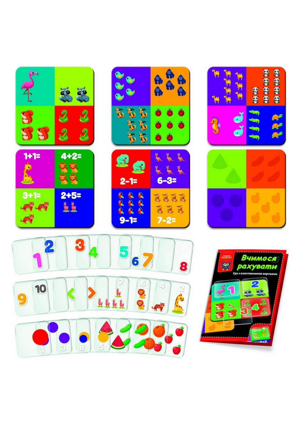 Игра развивающая "Учимся считать" с пластиковыми картами Vladi toys (276980658)