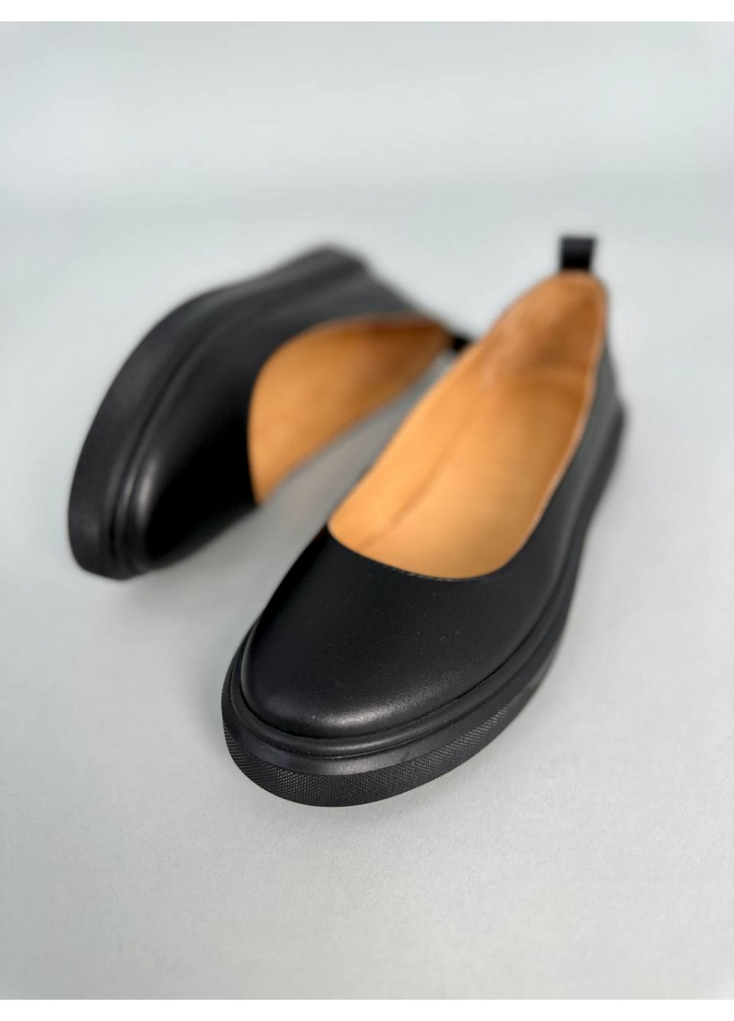 Жіночі шкіряні жіночі балетки VZUTIK | чорні однотонні натуральна шкіра (276985133)