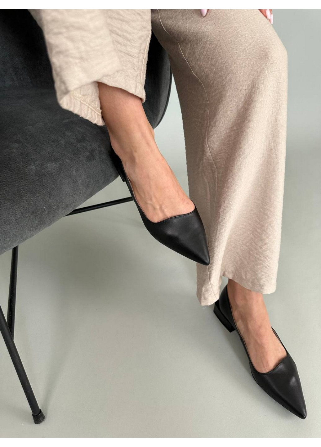 Жіночі шкіряні жіночі балетки VZUTIK | чорні однотонні натуральна шкіра (276981170)