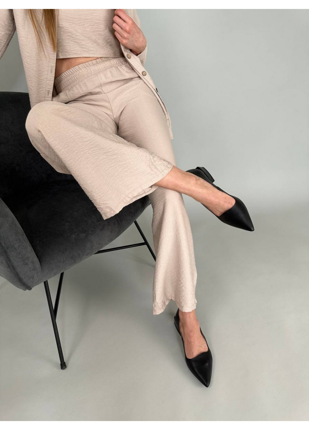 Жіночі шкіряні жіночі балетки VZUTIK | чорні однотонні натуральна шкіра (276981170)