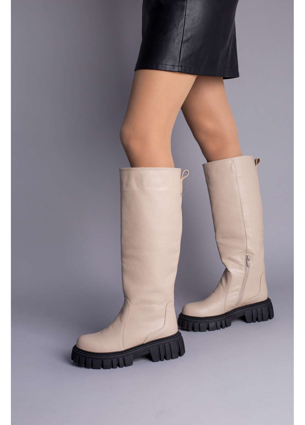 Шкіряні жіночі чоботи-труби VZUTIK (276980401)