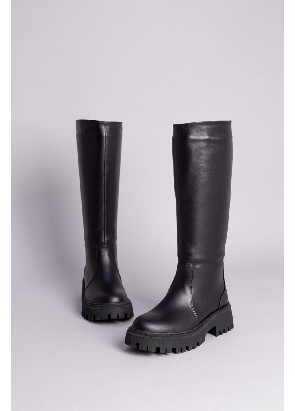 Осенние кожаные женские сапоги-трубы VZUTIK