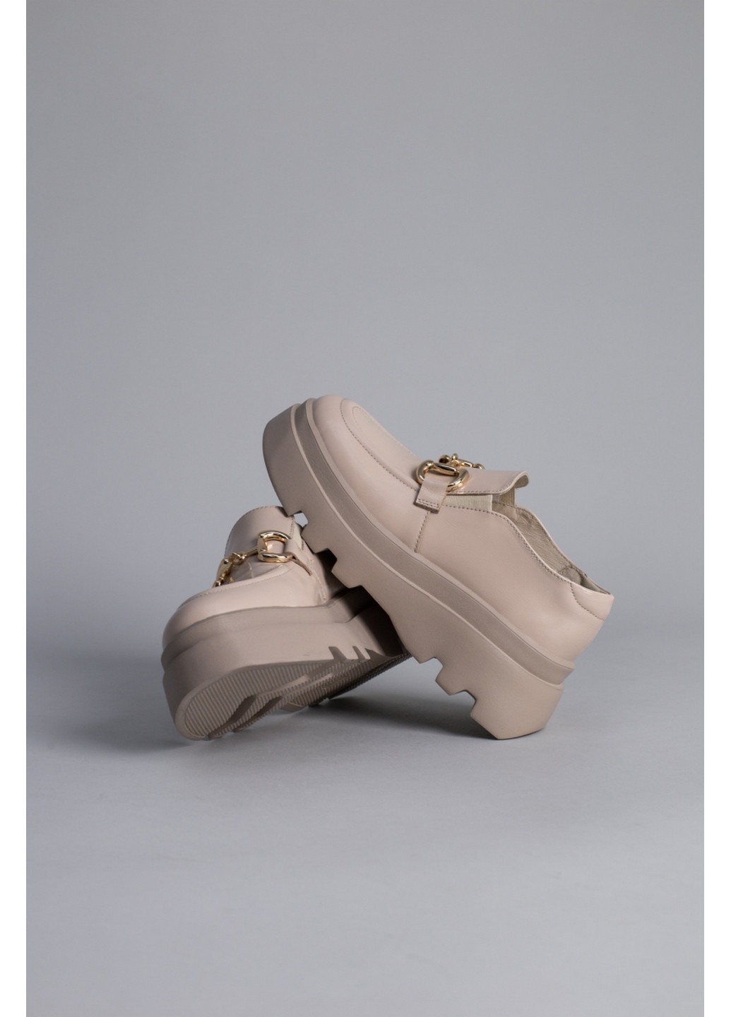 VZUTIK Шкіряні жіночі лофери бежевий з натуральна шкіра, україна — (276981205)