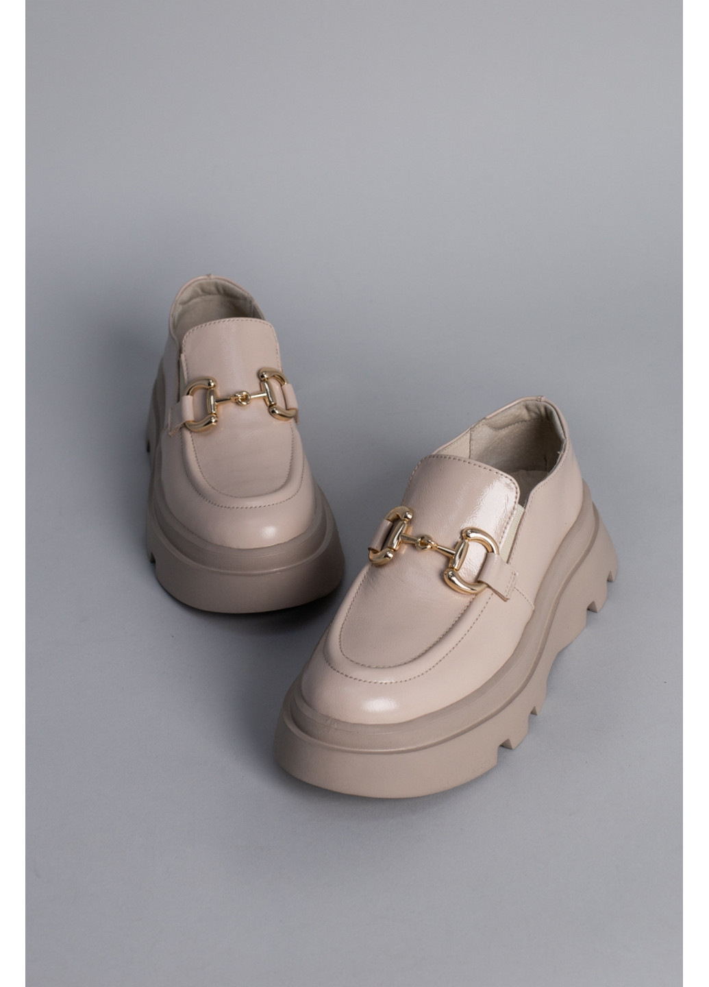 VZUTIK Шкіряні жіночі лофери бежевий з натуральна шкіра, україна — (276981205)